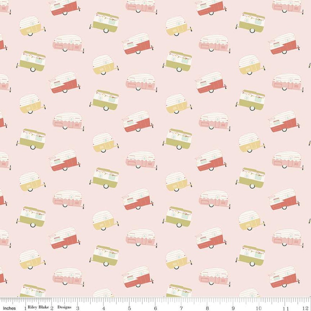 SALE Joy in the Journey Campers C10682 Pink - Riley Blake Designs - Camping Camp Trailers - Quilting Cotton Fabric