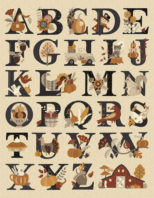 SALE Bountiful Autumn Fall Alphabet LARGE Panel P10861 - Riley Blake - Fall-Themed ABCs DIGITALLY Printed - Quilting Cotton Fabric