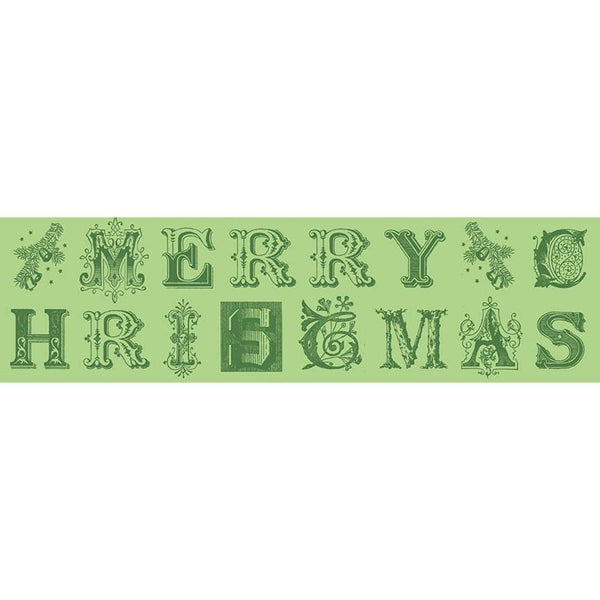 CLEARANCE All About Christmas Typography C10792 Green - Riley Blake - Block Letters Merry Christmas - Quilting Cotton - 12 inch repeat