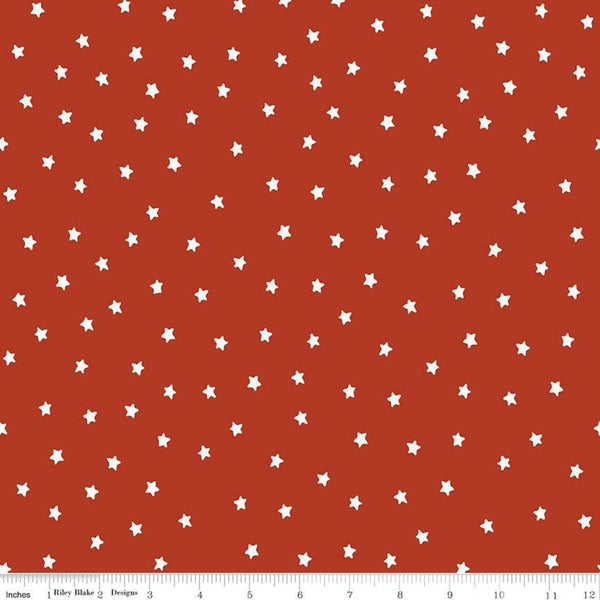 SALE All About Christmas Stars C10801 Red - Riley Blake Designs - White Stars on Red - Quilting Cotton Fabric