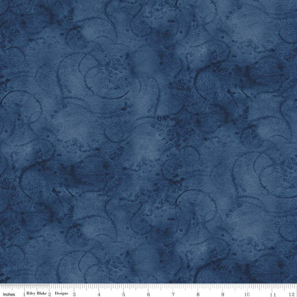 3 Yard Cut - SALE Painter's Watercolor Swirl WIDE BACK WB680 Ultramarine - Riley Blake - 107/108" Tone-on-Tone Blue - Quilting Cotton Fabric