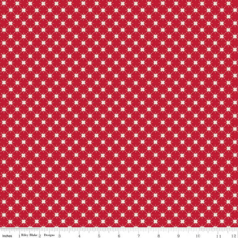 SALE Christmas Adventure Quilty Snowflakes C10735 Scarlet - Riley Blake Designs - Geometric Red White Plaid  - Quilting Cotton Fabric
