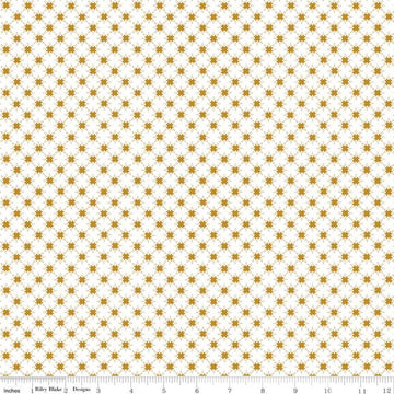 19" End of Bolt - SALE Christmas Adventure Quilty Snowflakes SC10735 White SPARKLE - Riley Blake - Gold SPARKLE Plaid - Quilting Cotton