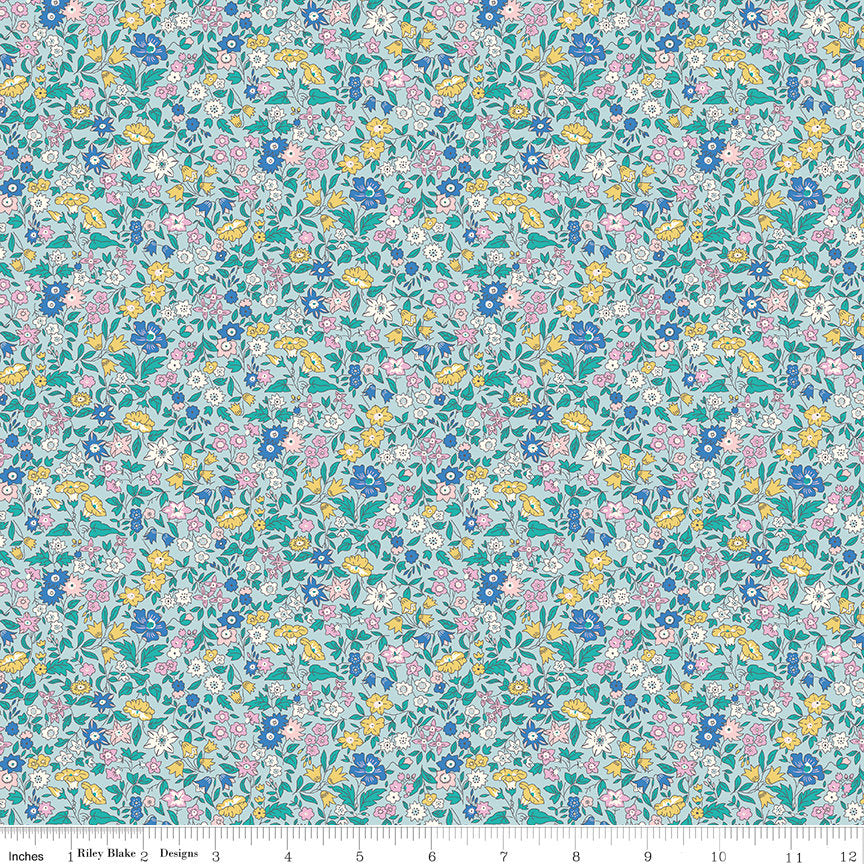 SALE The Deco Dance Collection Ava May A - 04775921A - Riley Blake - Floral Flowers Blue Liberty Fabrics - Quilting Cotton Fabric