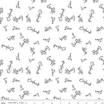 SALE Colorful Friends Words C11012 White - Riley Blake Designs - Crayola Crayons Elephant Lion - Quilting Cotton Fabric - Licensed Product