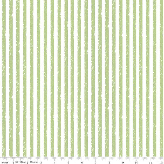 SALE Crayola Stripe C685 Key Lime - Riley Blake Designs - Crayon-Drawn Stripes Striped Green - Quilting Cotton Fabric - Licensed Product