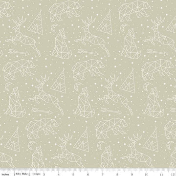 DEAL Adventure is Calling Stargazing C10722 Khaki - Riley Blake - Outdoors Constellation Animals Stars Star Beige - Quilting Cotton Fabric