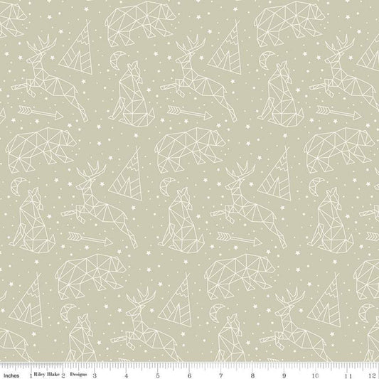 DEAL Adventure is Calling Stargazing C10722 Khaki - Riley Blake - Outdoors Constellation Animals Stars Star Beige - Quilting Cotton Fabric