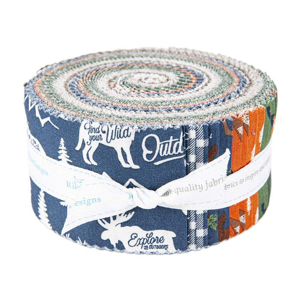 Adventure is Calling 2.5-Inch Rolie Polie Jelly Roll 40 pieces Riley Blake Designs - Precut Bundle - Outdoors - Quilting Cotton Fabric