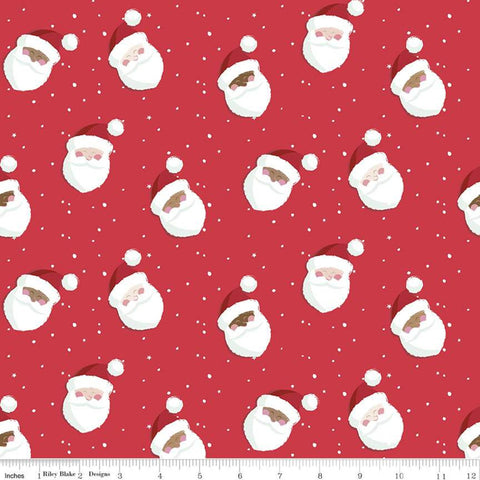 CLEARANCE Holly Holiday Santas C10881 Red - Riley Blake Designs - Christmas Santa Claus Dots - Quilting Cotton Fabric
