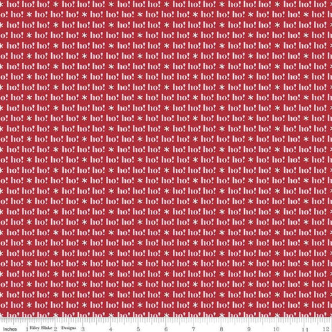 SALE Holly Holiday Greeting C10887 Red - Riley Blake Designs - Christmas Words Text Ho! Ho! Ho! - Quilting Cotton Fabric