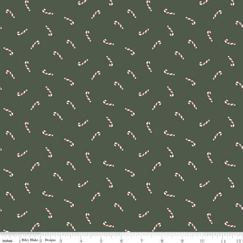 SALE Warm Wishes Candy Canes C10785 Forest - Riley Blake Designs - Christmas Green - Quilting Cotton Fabric