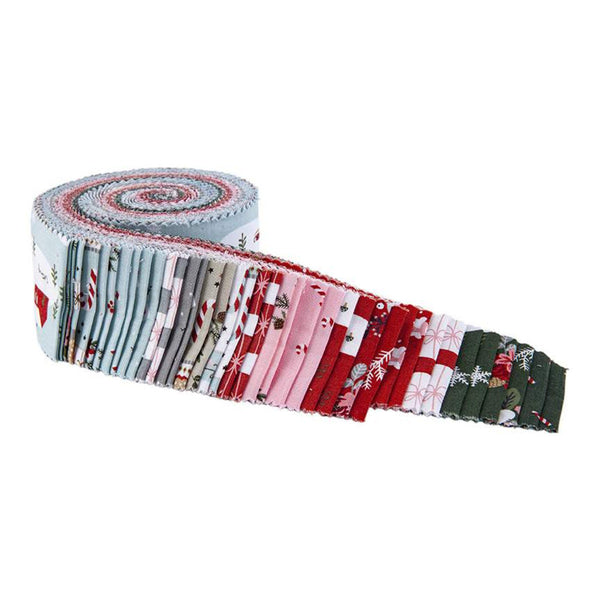 Warm Wishes 2.5 Inch Rolie Polie Jelly Roll 40 pieces - Riley Blake - Christmas - Precut Pre cut Bundle - Quilting Cotton Fabric