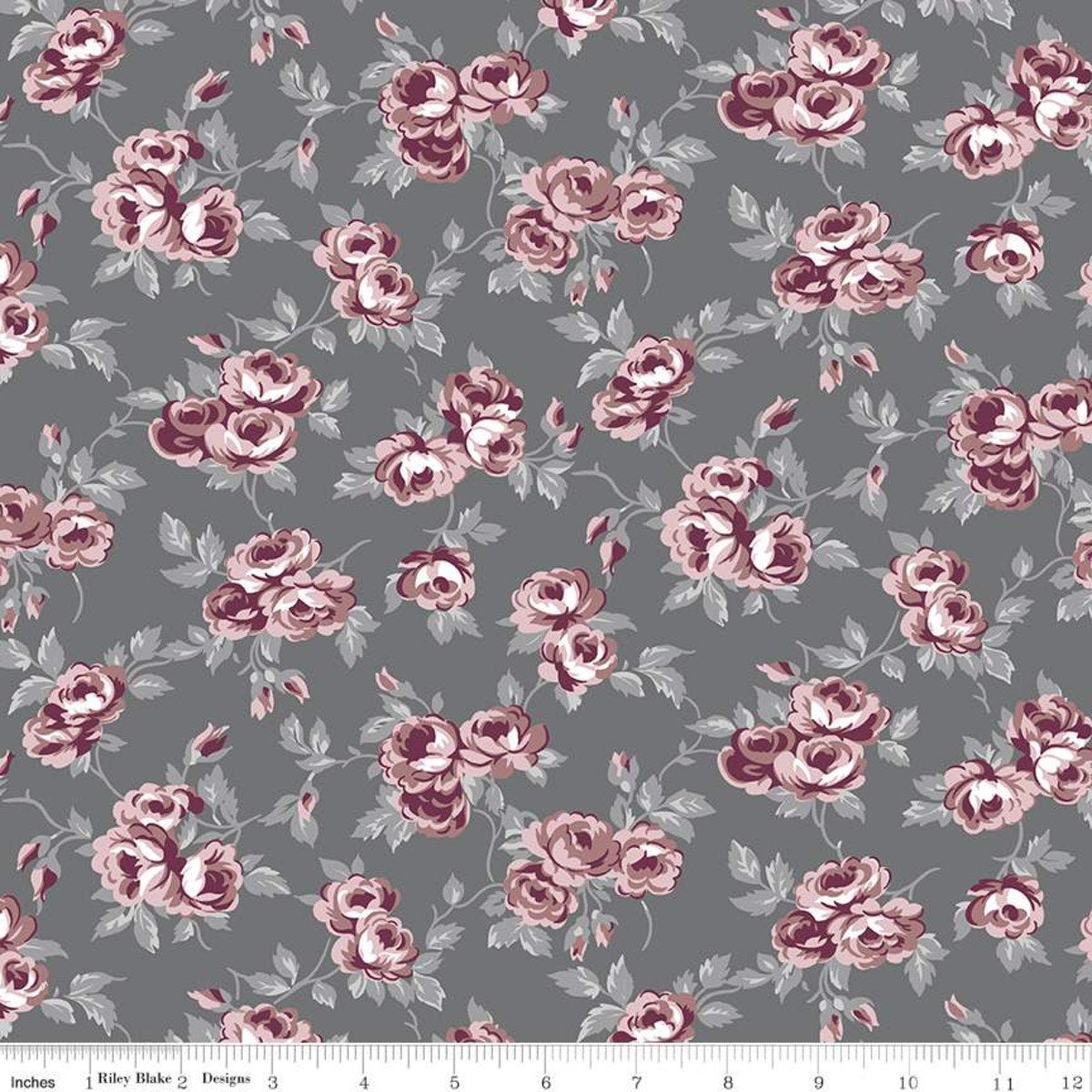 SALE Exquisite Flowers C10702 Charcoal - Riley Blake Designs - Floral ...
