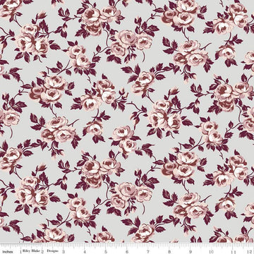 CLEARANCE Exquisite Flowers C10702 Gray - Riley Blake Designs - Floral Roses - Quilting Cotton
