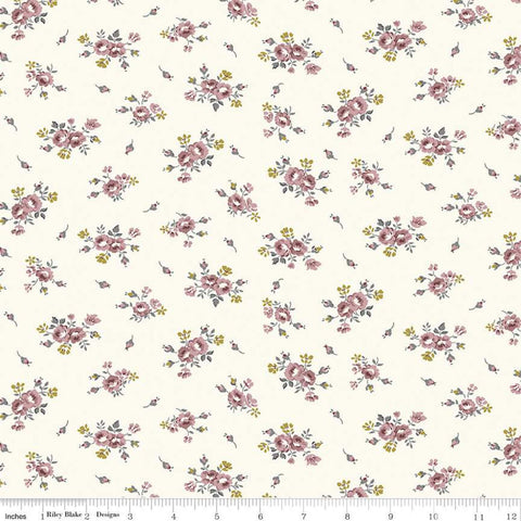 Exquisite Blooms SC10703 Cream SPARKLE - Riley Blake Designs - Floral Flowers Roses Gold SPARKLE - Quilting Cotton