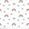 CLEARANCE Dream In Color C10772 White - Riley Blake Designs - Gray Clouds Rainbows Raindrops - Quilting Cotton