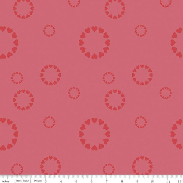 SUPER DEAL BTY! Dream Heartfelt C10774 Red - Riley Blake Designs - Circles of Hearts Geometric - Quilting Cotton Fabric