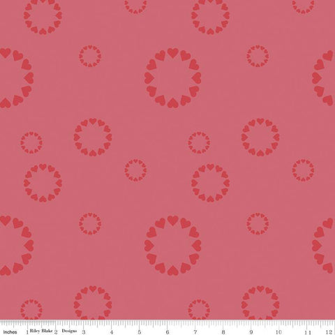 CLEARANCE Dream Heartfelt C10774 Red - Riley Blake Designs - Circles of Hearts Geometric - Quilting Cotton Fabric
