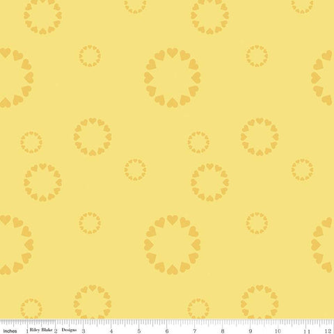 SALE Dream Heartfelt C10774 Yellow - Riley Blake Designs - Circles of Hearts Geometric - Quilting Cotton