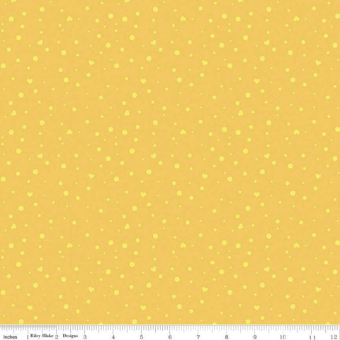 SALE Dream Scatter Love C10776 Yellow - Riley Blake Designs - Hearts Dots - Quilting Cotton