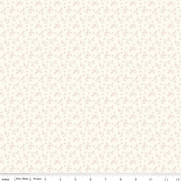 Exquisite Stems C10705 Cream - Riley Blake Designs - Floral Pink Flowers on Cream - Quilting Cotton Fabric