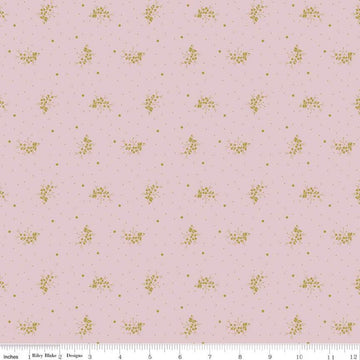 CLEARANCE Exquisite Bouquet SC10707 Pink SPARKLE - Riley Blake Designs - Floral Flowers Dots Gold SPARKLE - Quilting Cotton Fabric