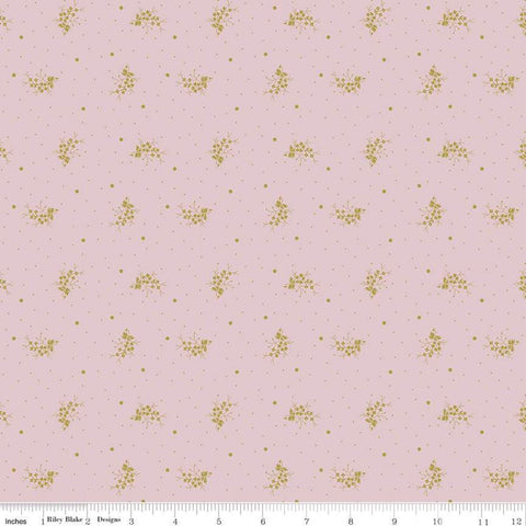 SALE Exquisite Bouquet SC10707 Pink SPARKLE - Riley Blake Designs - Floral Flowers Dots Gold SPARKLE - Quilting Cotton Fabric