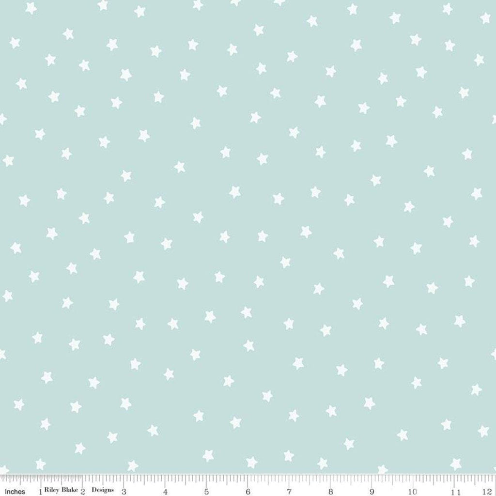 SALE All About Christmas Stars C10801 Blue - Riley Blake Designs - White Stars on Blue  - Quilting Cotton Fabric