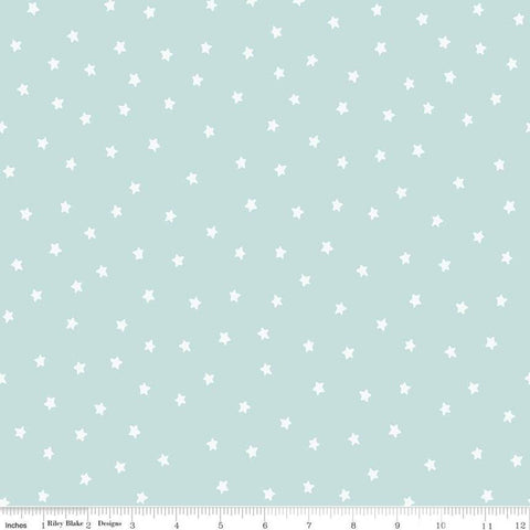 Fat Quarter End of Bolt - SALE All About Christmas Stars C10801 Blue - Riley Blake Designs - White Stars on Blue  - Quilting Cotton Fabric