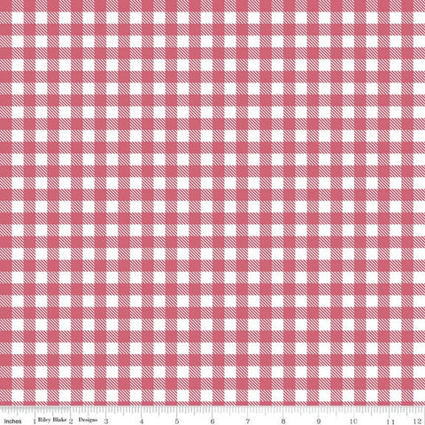 SALE Summer Picnic PRINTED Gingham C10755 Tea Rose - Riley Blake Designs - Pink White Checks Checkered - Quilting Cotton Fabric