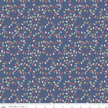 CLEARANCE Christmas Adventure Lights SC10733 Denim SPARKLE - Riley Blake Designs - String Light Loops Gold SPARKLE Blue - Quilting Cotton