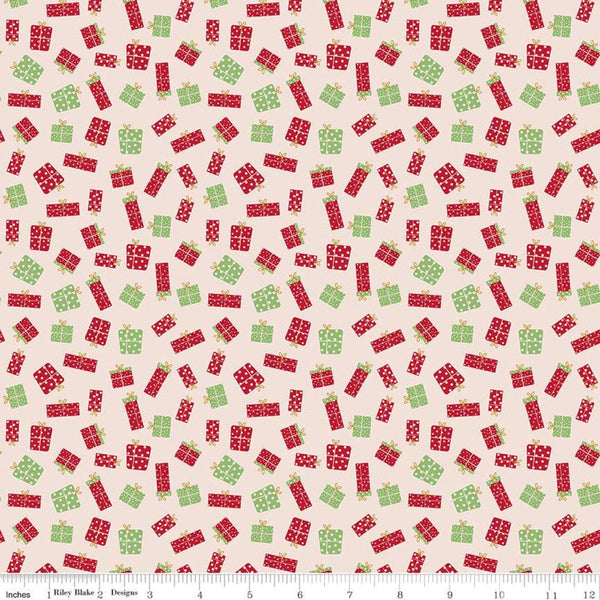 SALE Christmas Adventure Gifts SC10734 Ballerina SPARKLE - Riley Blake Designs - Presents Gold SPARKLE Pink - Quilting Cotton