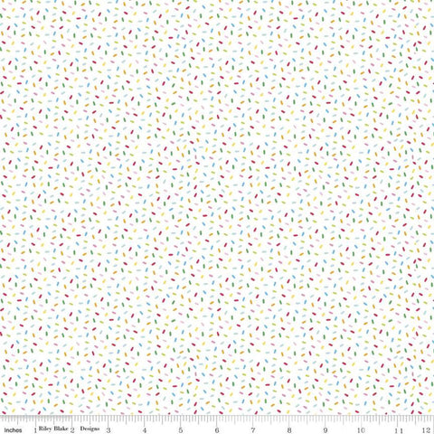 34" End of Bolt Piece - SALE Rainbowfruit Let's Chill C10895 White - Riley Blake Designs - Confetti Sprinkles - Quilting Cotton Fabric