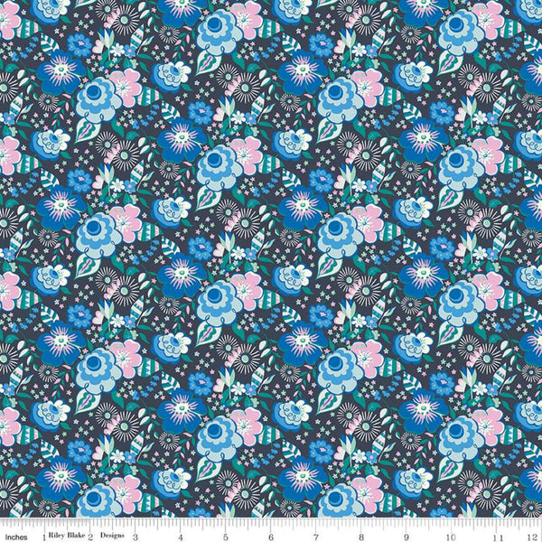 SALE The Deco Dance Collection Mini Lindy Pop A - 04775918A - Riley Blake Designs - Floral Flowers Liberty Fabrics - Quilting Cotton Fabric