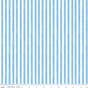 SALE Crayola Stripe C685 Raindrop - Riley Blake Designs - Crayon-Drawn Stripes Striped Blue - Quilting Cotton Fabric - Licensed Product