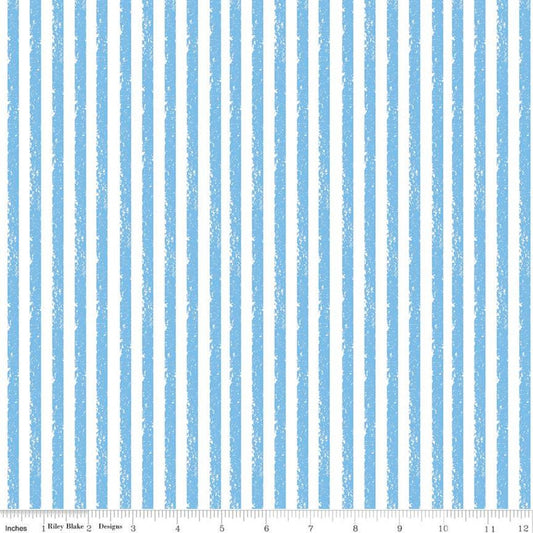 SALE Crayola Stripe C685 Raindrop - Riley Blake Designs - Crayon-Drawn Stripes Striped Blue - Quilting Cotton Fabric - Licensed Product