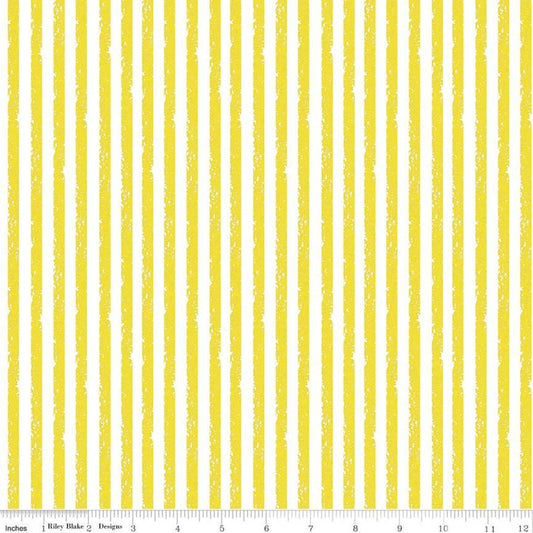 SALE Crayola Stripe C685 Little Lemon - Riley Blake Designs - Crayon-Drawn Stripes Striped - Quilting Cotton Fabric - Licensed Product