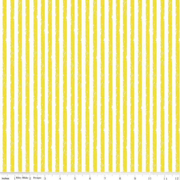 SALE Crayola Stripe C685 Little Lemon - Riley Blake Designs - Crayon-Drawn Stripes Striped - Quilting Cotton Fabric - Licensed Product