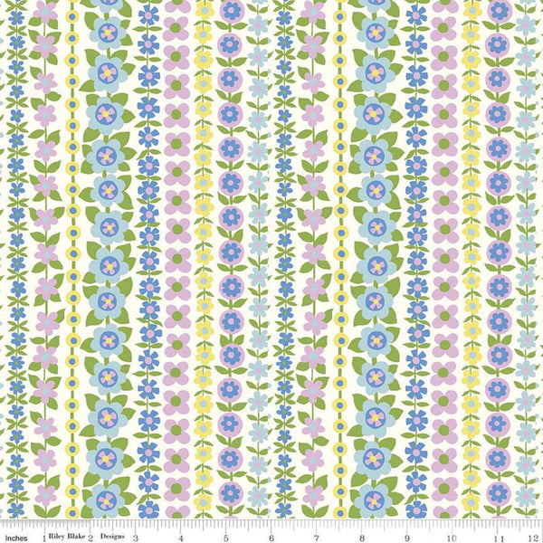 SALE The Carnaby Collection Daydream Soho Stripe B 04775943 - Riley Blake - Floral Stripes - Liberty Fabrics - Quilting Cotton Fabric