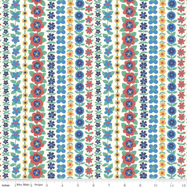 17" End of Bolt - SALE The Carnaby Collection Bohemian Brights Soho Stripe C 04775943 - Riley Blake - Floral - Liberty - Quilting Cotton