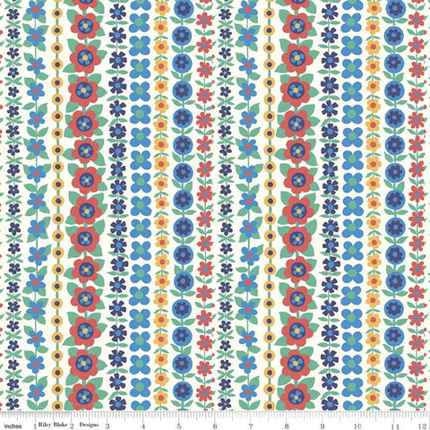 17" End of Bolt - SALE The Carnaby Collection Bohemian Brights Soho Stripe C 04775943 - Riley Blake - Floral - Liberty - Quilting Cotton