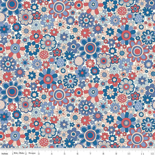 DEAL The Carnaby Collection Retro Indigo Paradise Petals A 04775948 - Riley Blake - Floral - Liberty Fabrics - Quilting Cotton Fabric