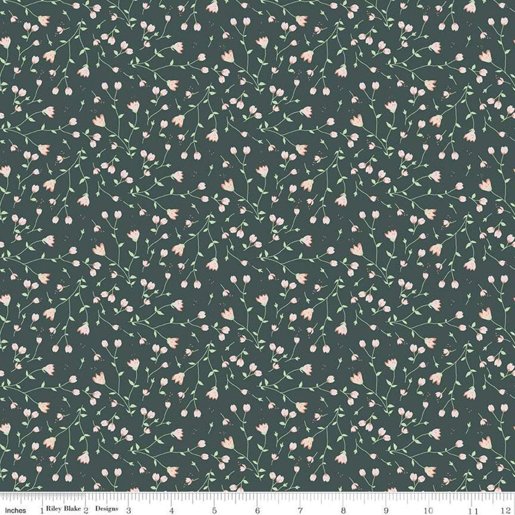 SALE Hidden Cottage Sundrops C10764 Forest - Riley Blake Designs - Flowers Floral Green - Quilting Cotton