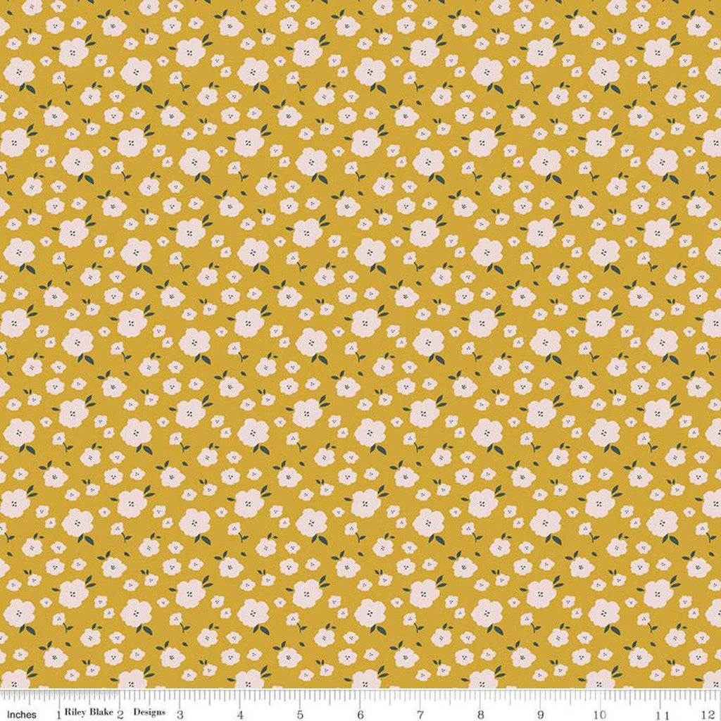 SALE Hidden Cottage Blooms C10766 Butterscotch - Riley Blake Designs - Floral Flowers Gold - Quilting Cotton