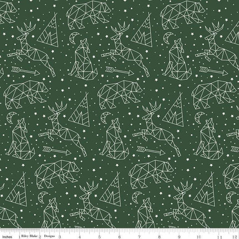 SALE Adventure is Calling Stargazing C10722 Green - Riley Blake Designs - Outdoors Constellation Animals Stars Star - Quilting Cotton Fabric