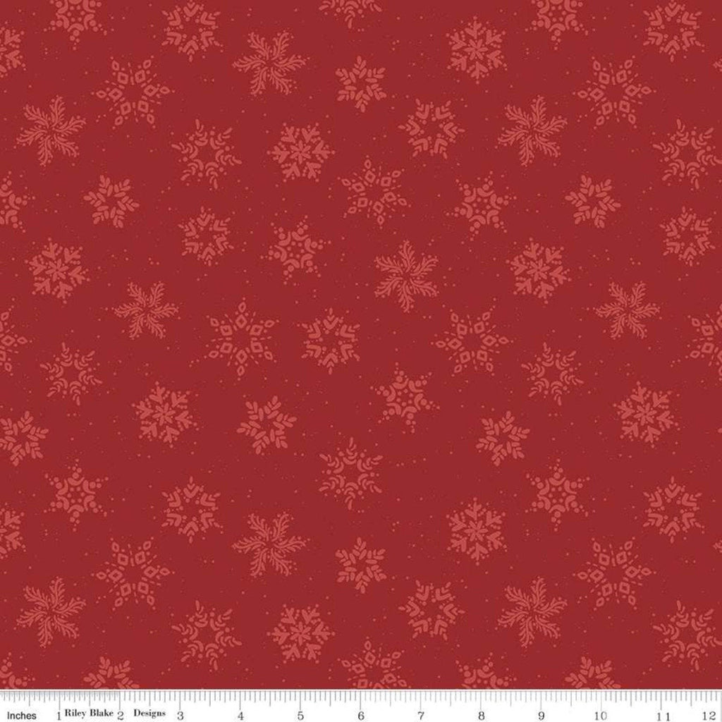 SALE Winterland Snowflakes C10713 Red - Riley Blake Designs - Tone-on-Tone Snow Snowflake Dots - Quilting Cotton Fabric