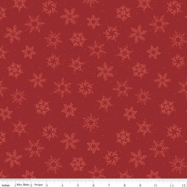 SALE Winterland Snowflakes C10713 Red - Riley Blake Designs - Tone-on-Tone Snow Snowflake Dots - Quilting Cotton Fabric