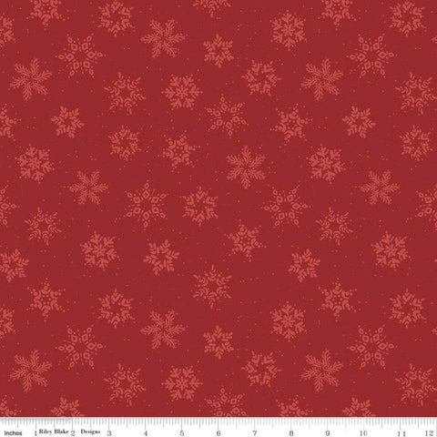 SALE Winterland Snowflakes C10713 Red - Riley Blake Designs - Tone-on-Tone Snow Snowflake Dots - Quilting Cotton Fabric