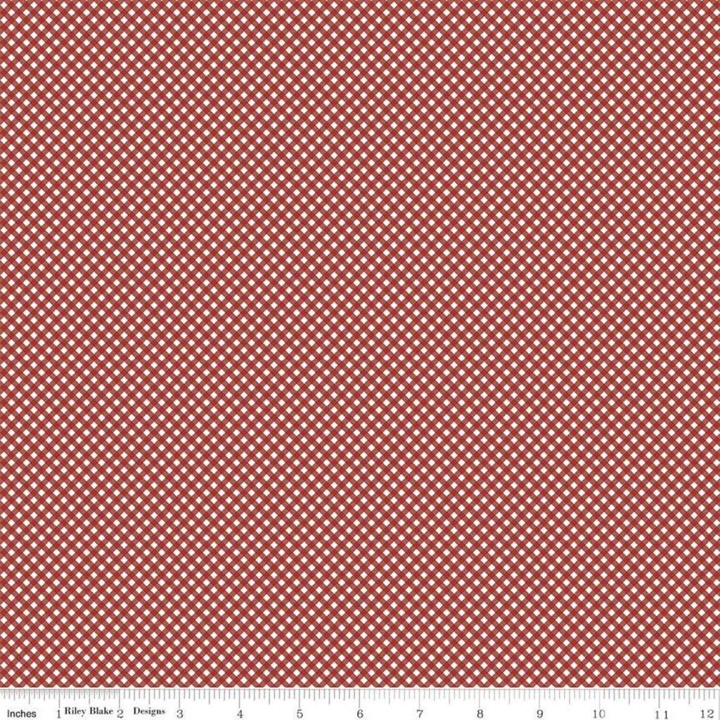SALE Winterland PRINTED Gingham C10715 Red - Riley Blake Designs - Small Diagonal Check Off White Red - Quilting Cotton Fabric